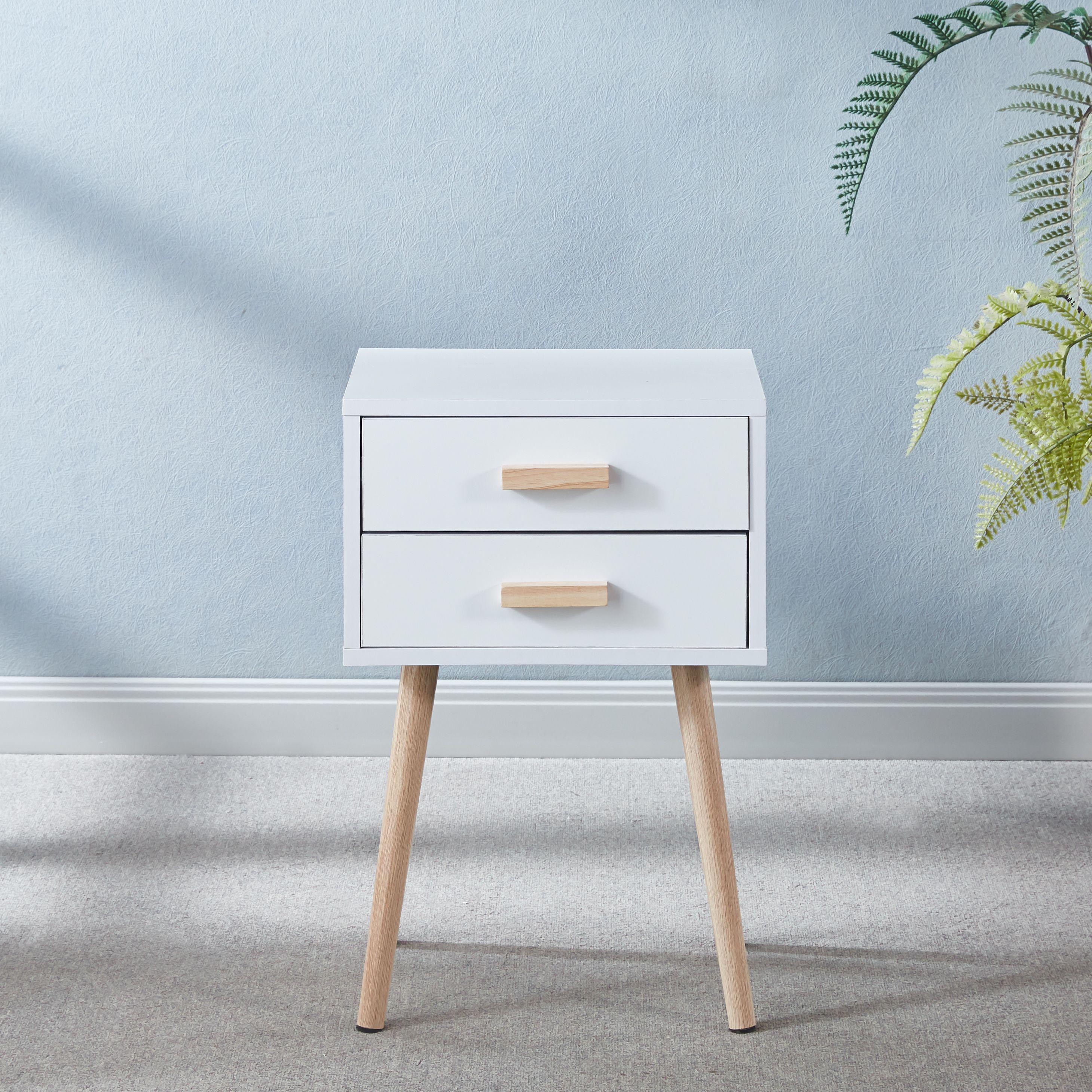 PACK 2 VELADORES MINIMALISTA EAMES TWIN BLANCO DOBLE CAJON - MESA DE NOCHE-3