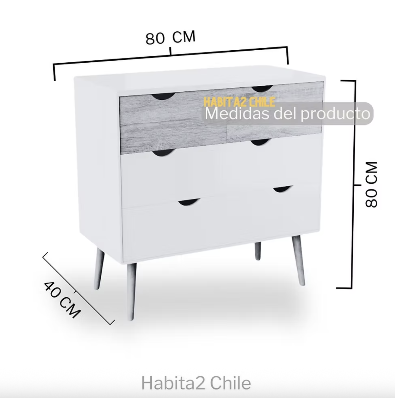 COMODA NORDICA 80CM BICOLOR MDF PARA LIVING O DORMITORIO-1