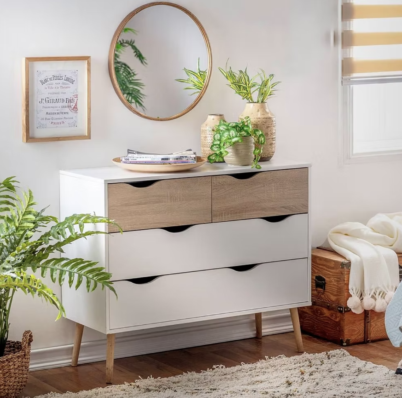 COMODA NORDICA 80CM BICOLOR MDF PARA LIVING O DORMITORIO-3