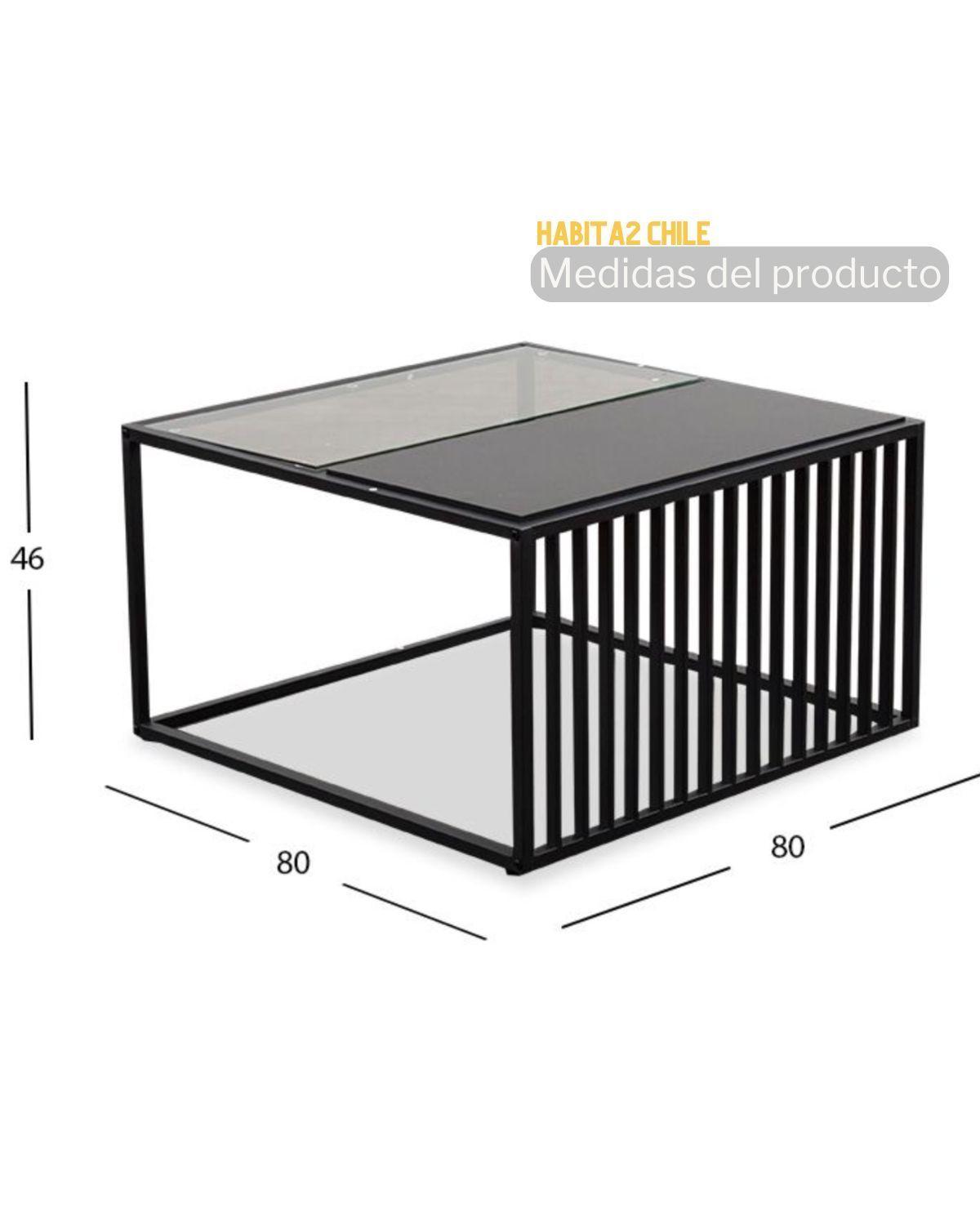 MESA DE CENTRO BLACK ELEGANTE DISEÑO 80X80 - NEGRO-2