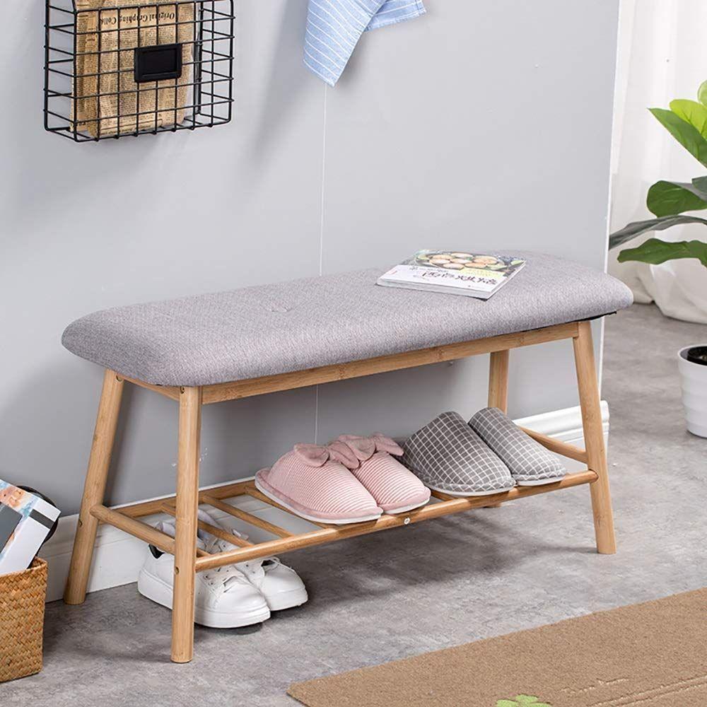 BANQUETA MULTIFUNCIONAL ZAPATERO COMFY ASIENTO ACOLCHADO TAPIZADO - GRIS-5