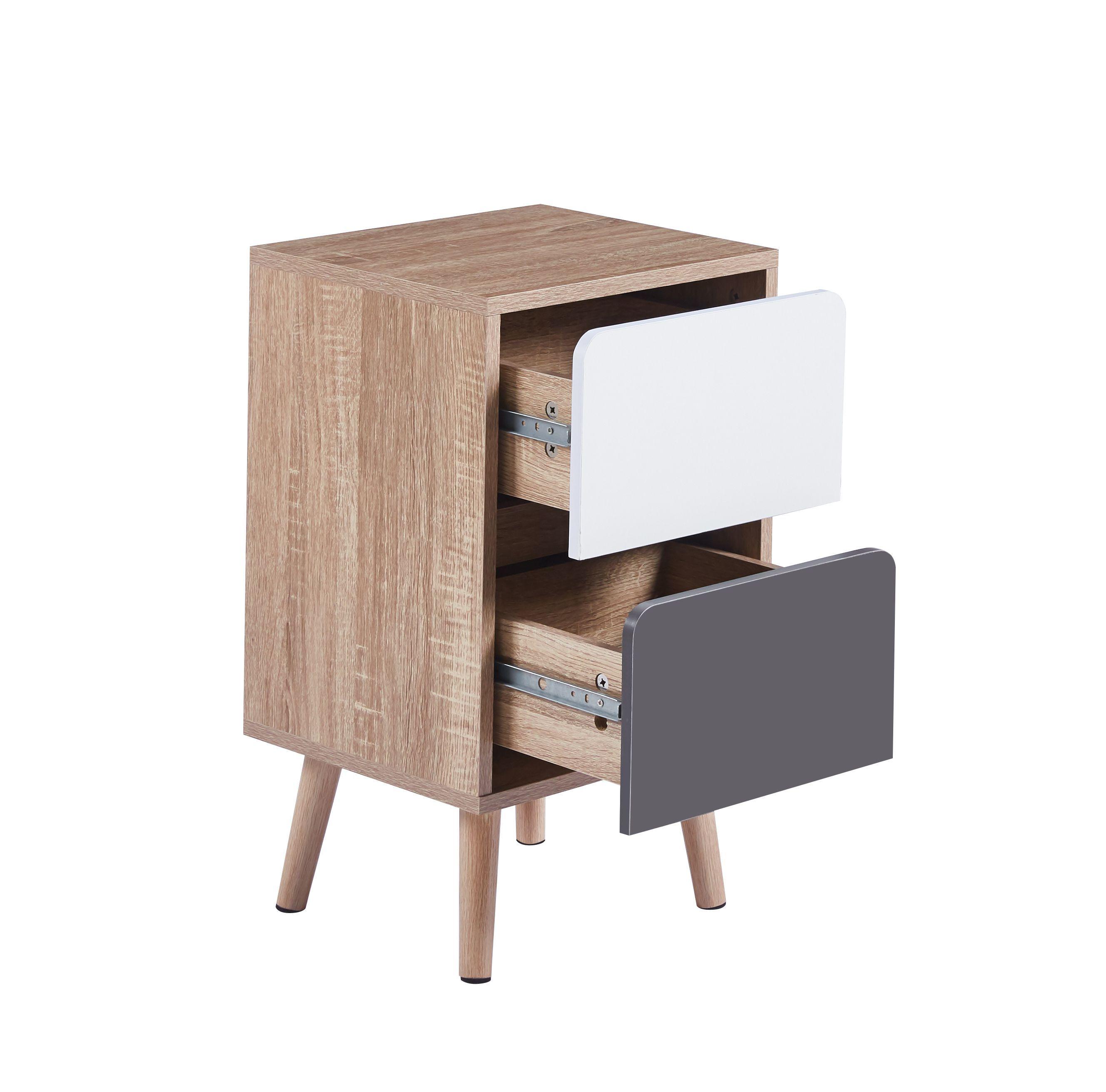 PACK 2 VELADORES BICOLOR O MESA DE NOCHE 58X30X35 - NEGRO BLANCO-2