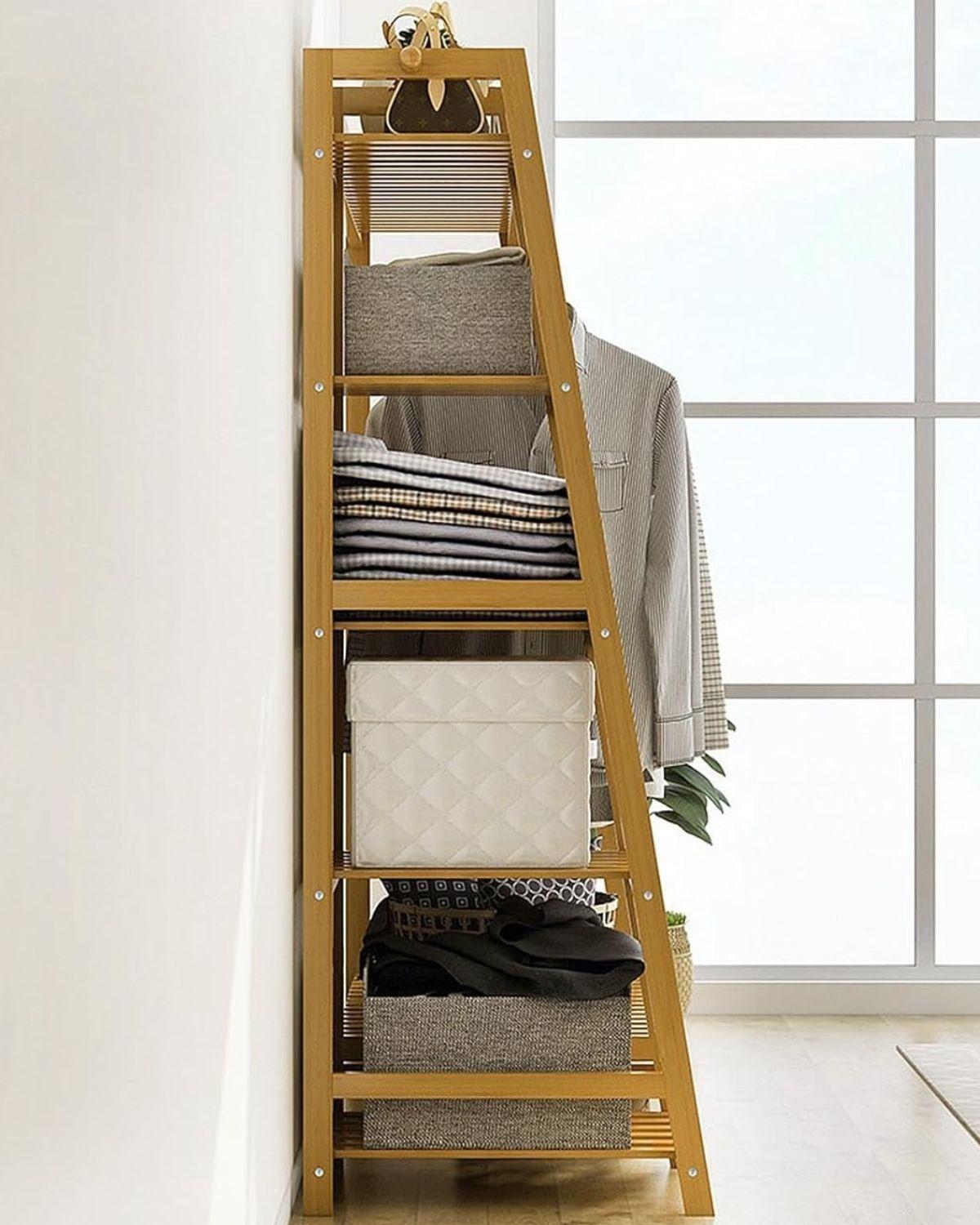CLOSET ORGANIZADOR BAMBU DISEÑO ESCALERA - 140X110X40CM-5