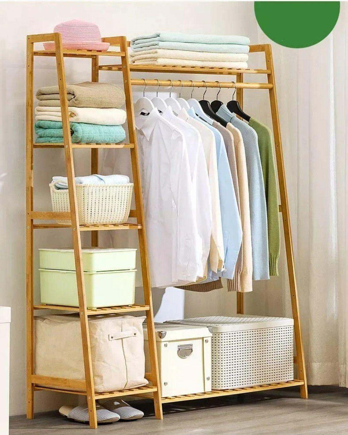 CLOSET ORGANIZADOR BAMBU DISEÑO ESCALERA - 140X110X40CM-6