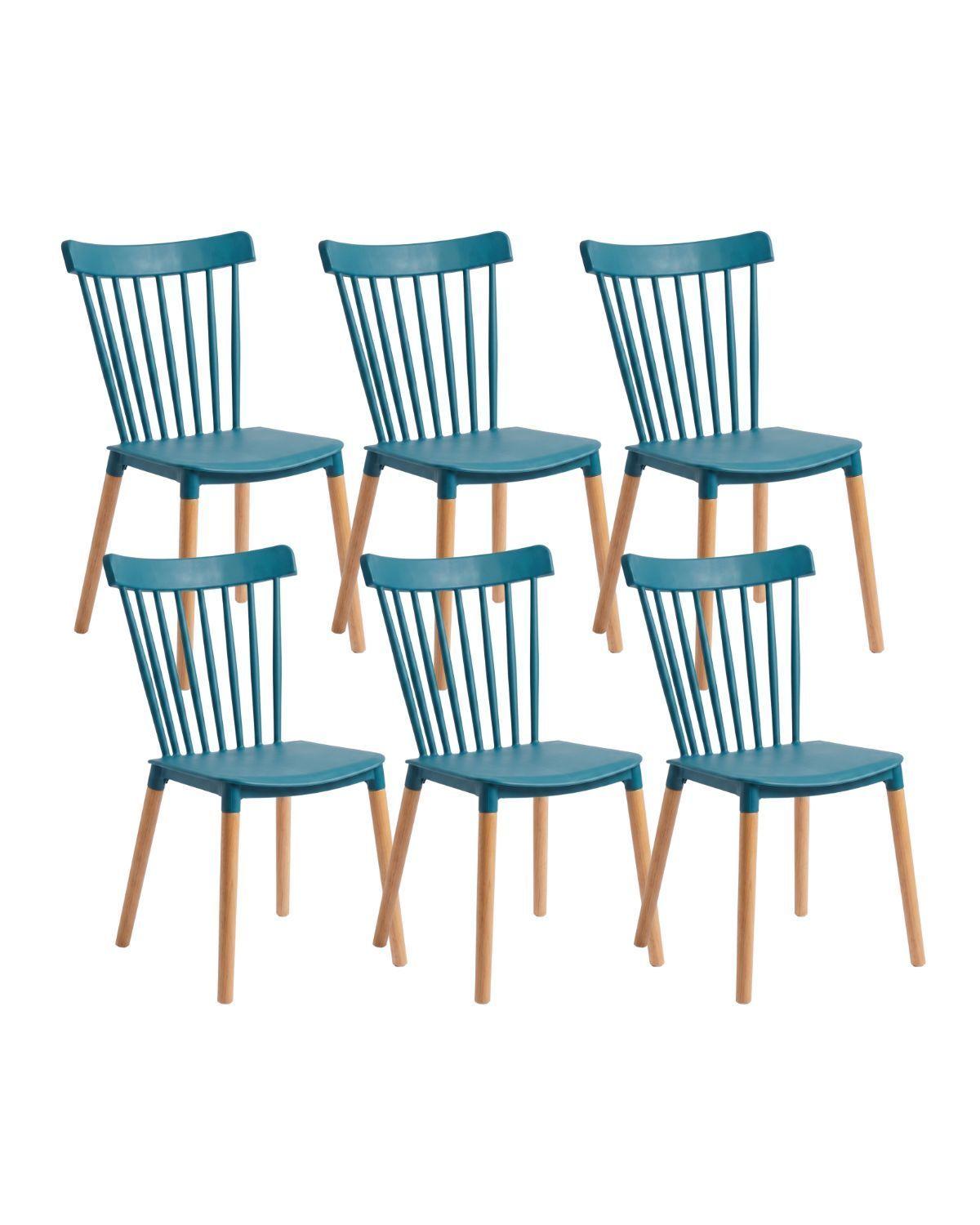 PACK 6 SILLAS WINDSOR DE POLIPROPILENO PARA COMEDOR CON PATAS DE MADERA-0