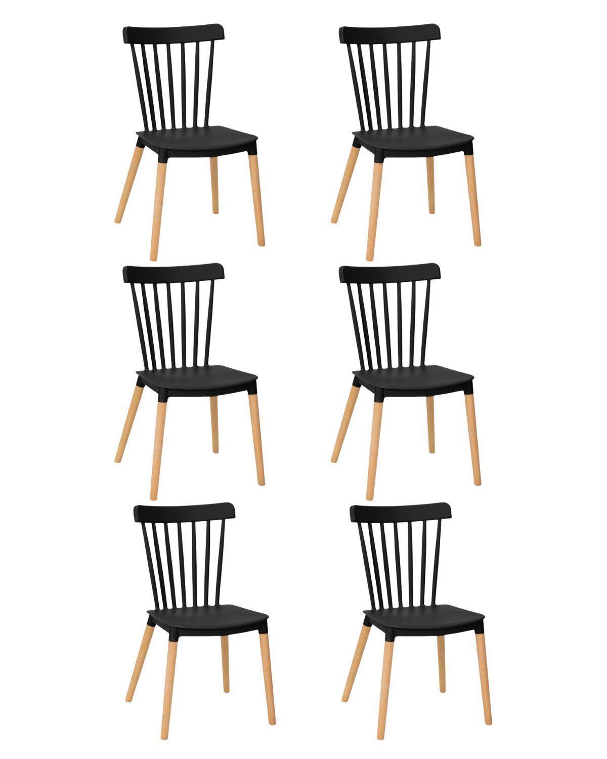 PACK 6 SILLAS WINDSOR DE POLIPROPILENO PARA COMEDOR CON PATAS DE MADERA-0