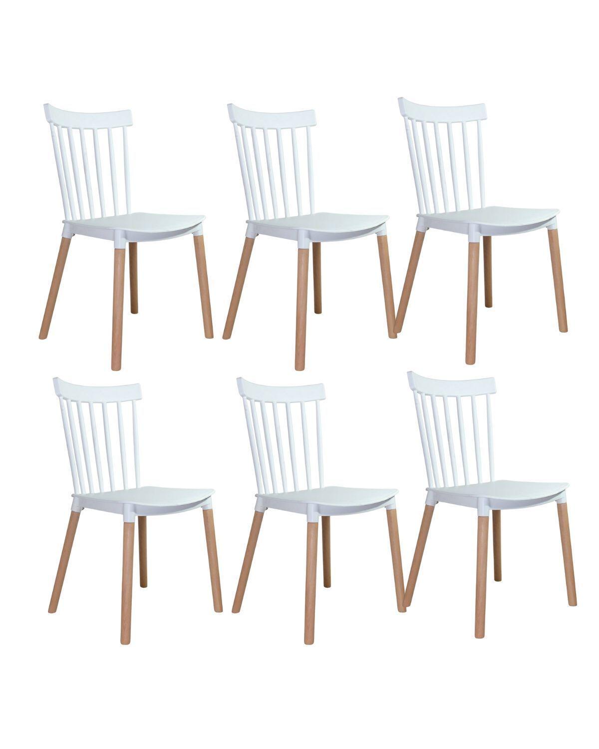 PACK 6 SILLAS WINDSOR DE POLIPROPILENO PARA COMEDOR CON PATAS DE MADERA-0