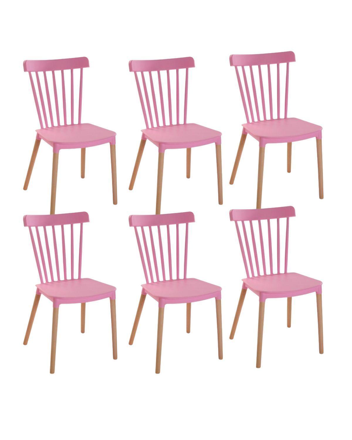 PACK 6 SILLAS WINDSOR DE POLIPROPILENO PARA COMEDOR CON PATAS DE MADERA-0