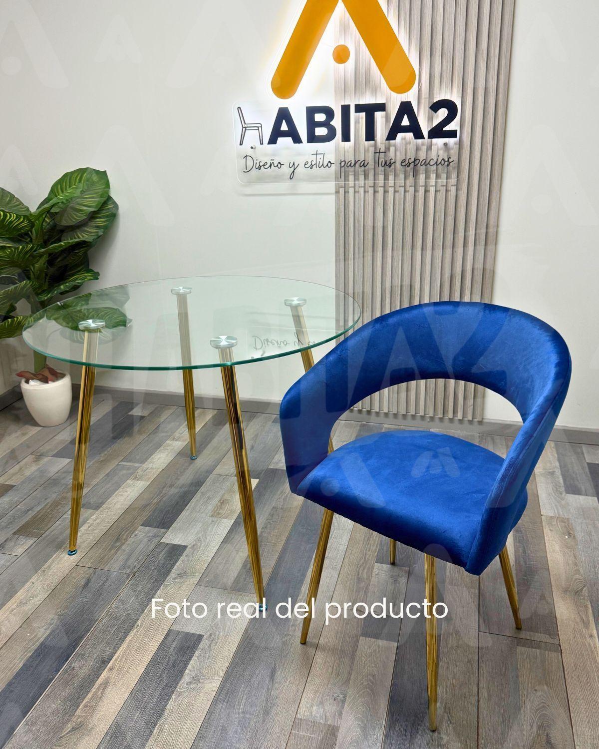 COMEDOR FLORENCIA TERCIOPELO CON MESA DE VIDRIO 120CM MINIMALISTA - 4 PUESTOS-2
