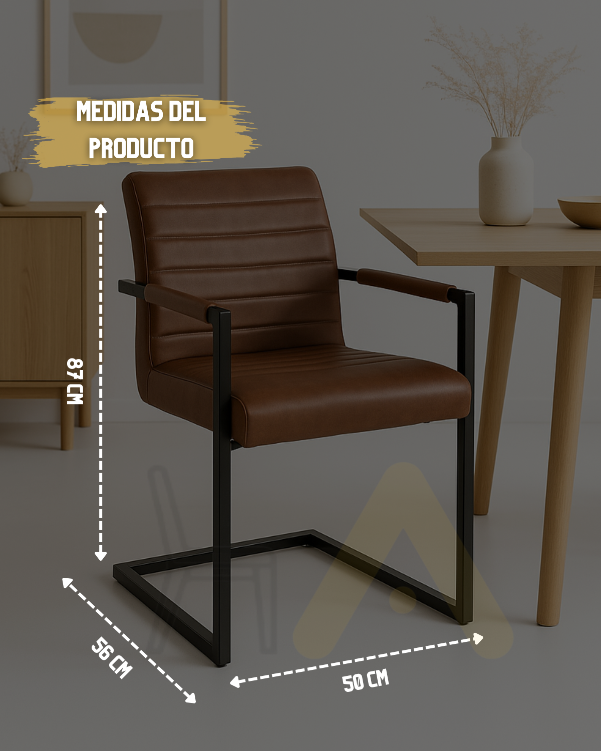 PACK 2 SILLAS PALERMO CUERO SINTETICO CAFE IDEAL PARA OFICINA O COMEDOR-3