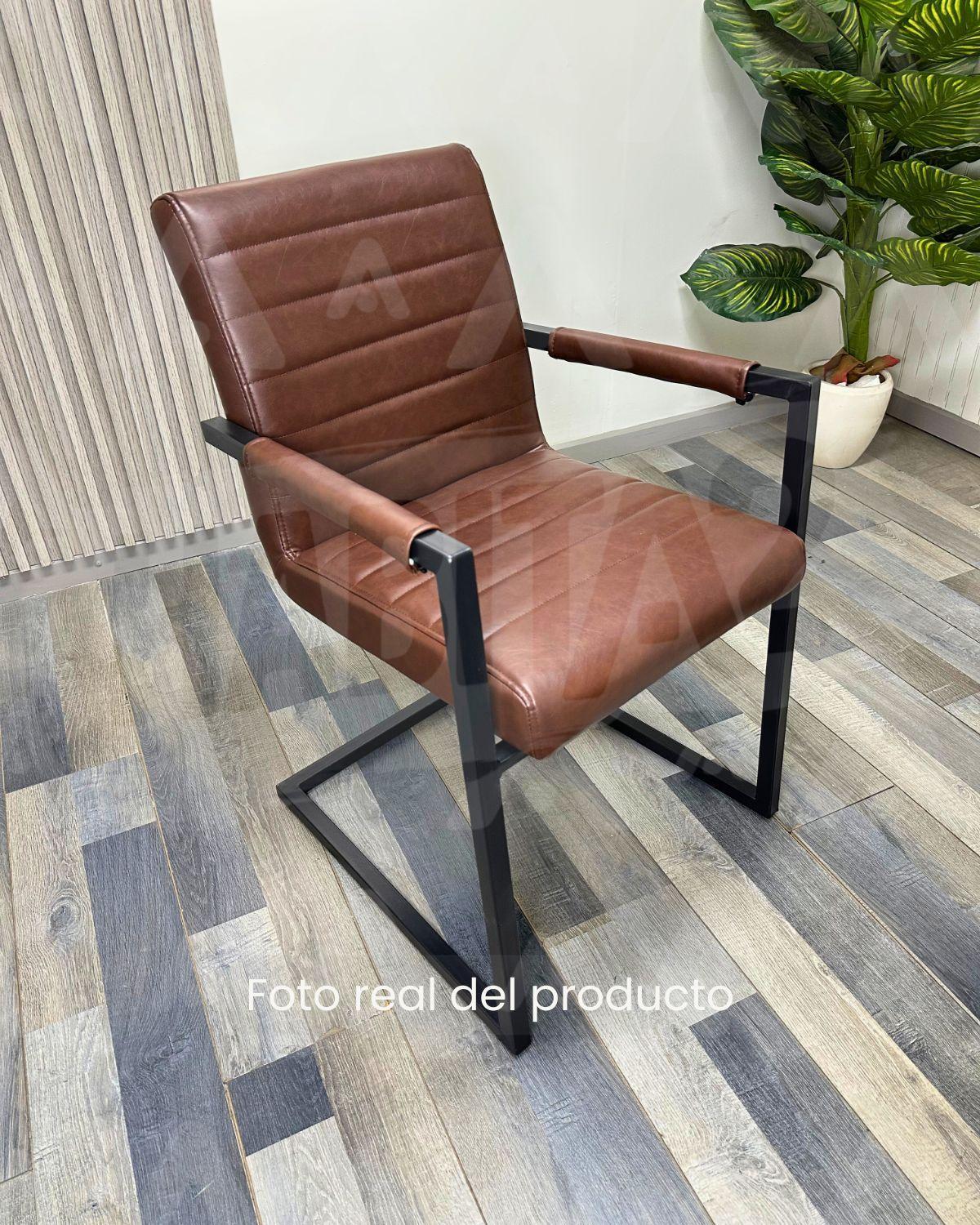 PACK 2 SILLAS PALERMO CUERO SINTETICO CAFE IDEAL PARA OFICINA O COMEDOR-5