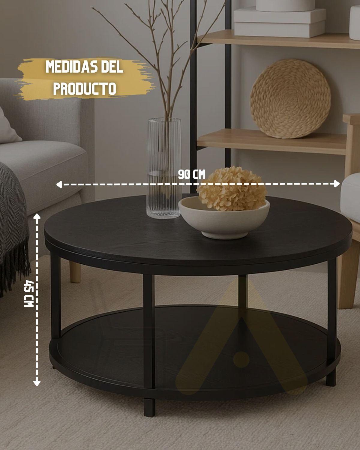MESA REDONDA NEGRA 2 NIVELES LEVEL BLACK-2
