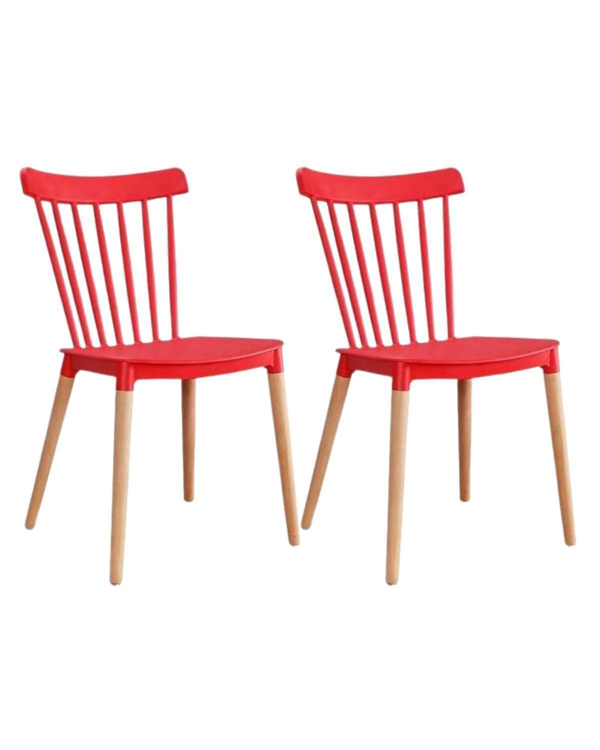 PACK 2 SILLAS WINDSOR DE POLIPROPILENO PARA COMEDOR CON PATAS DE MADERA-0