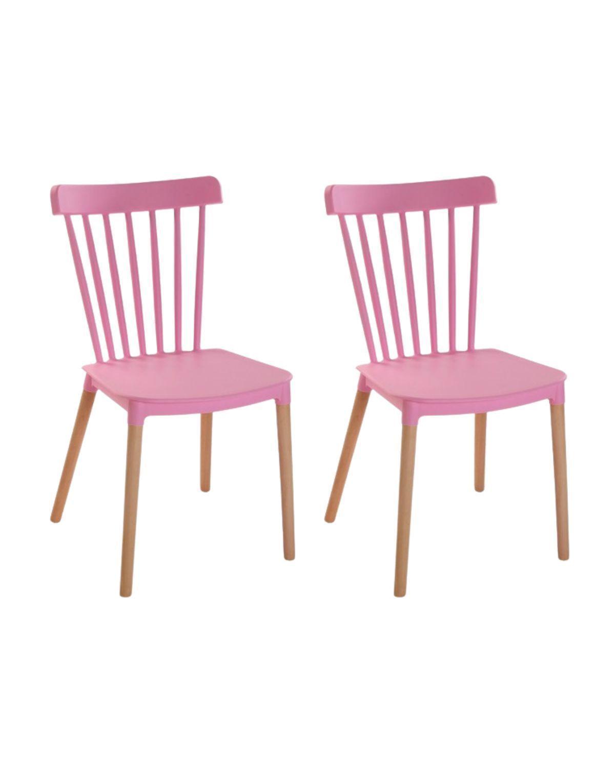 PACK 2 SILLAS WINDSOR DE POLIPROPILENO PARA COMEDOR CON PATAS DE MADERA-0