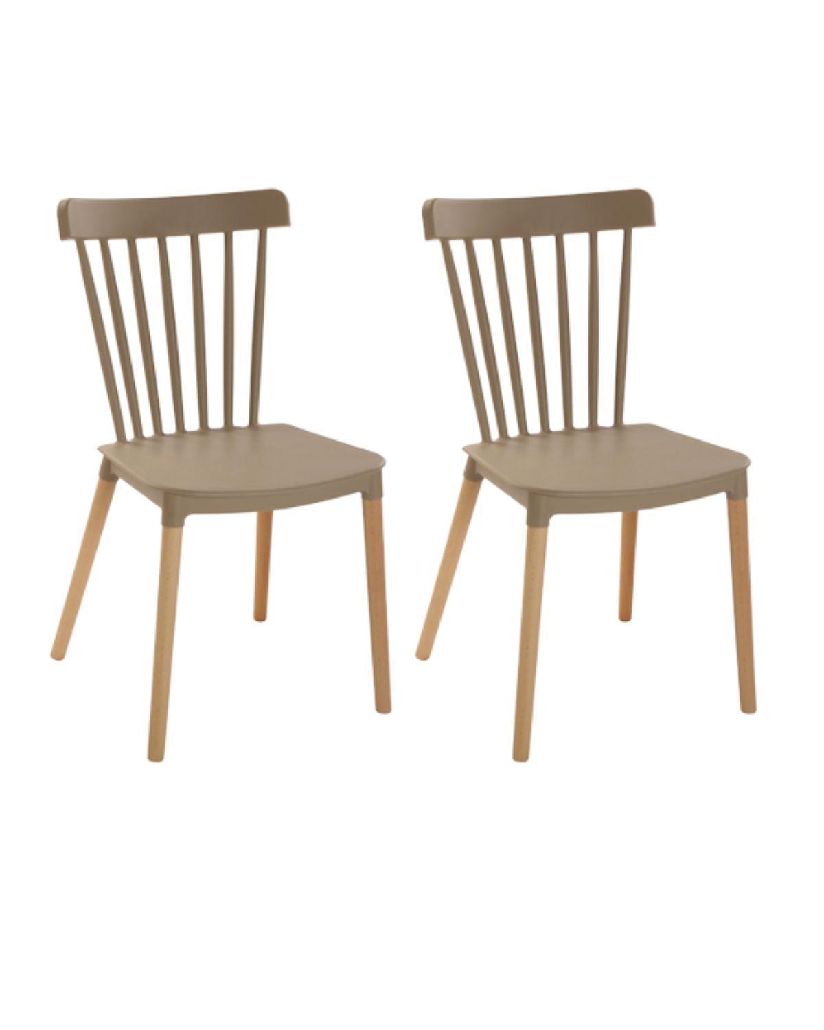 PACK 2 SILLAS WINDSOR DE POLIPROPILENO PARA COMEDOR CON PATAS DE MADERA-0