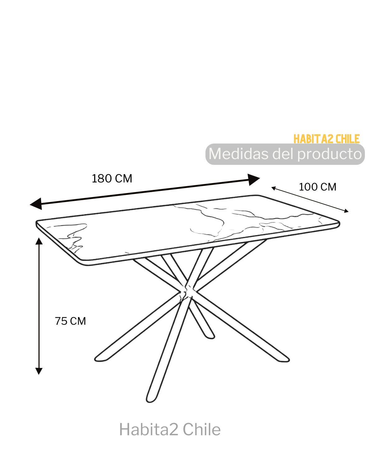 Mesa Rectangular de Comedor Becca 180X100X75-7