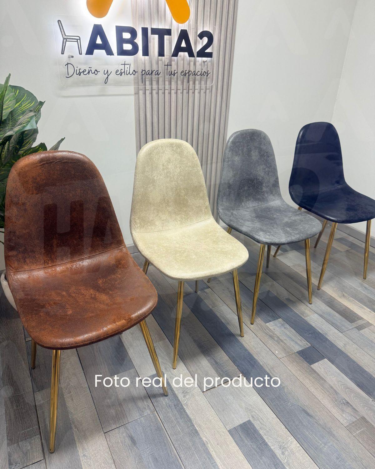 SILLA MURCIA DORADA PARA COMEDOR DE GAMUZA - 4 UNIDADES-2