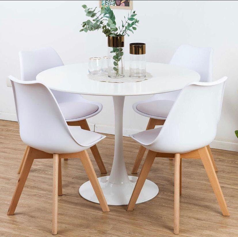 MESA REDONDA MODERNA TULIP 100CM CON BASE METALICA-3