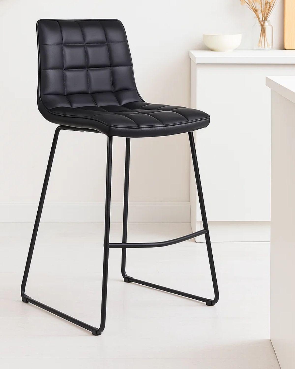 PISO TABURETE CUERO 64 CM BLACKY SILLA DE BAR CUERO SINTETICO -2