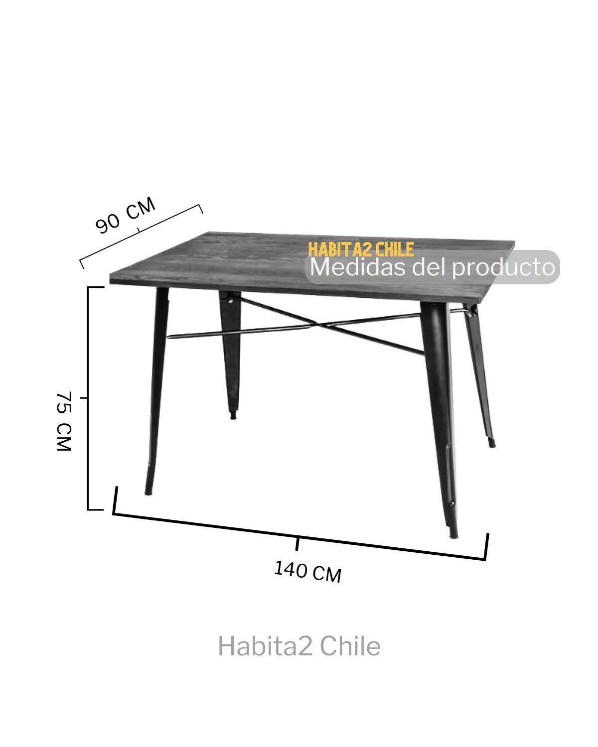 COMEDOR TOLIX RECTANGULAR 140CM CUBIERTA MADERA - 4 PUESTOS-3