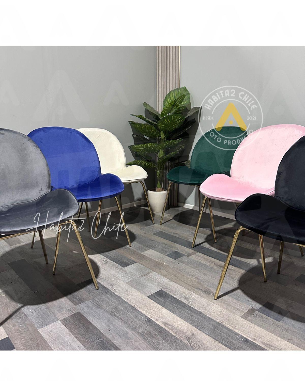 SILLAS PARA COMEDOR ASIENTO BERLIN TERCIOPELO PATAS DORADAS -2