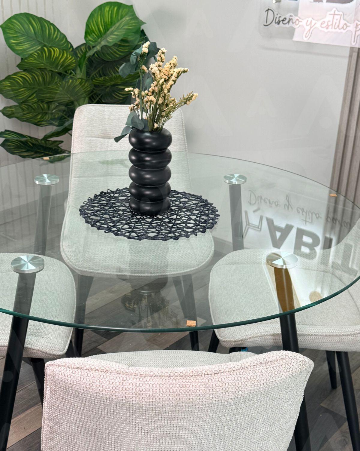 COMEDOR REDONDO MINIMALISTA 120 CM MERICHAIR BLACK - 4 PUESTOS-4