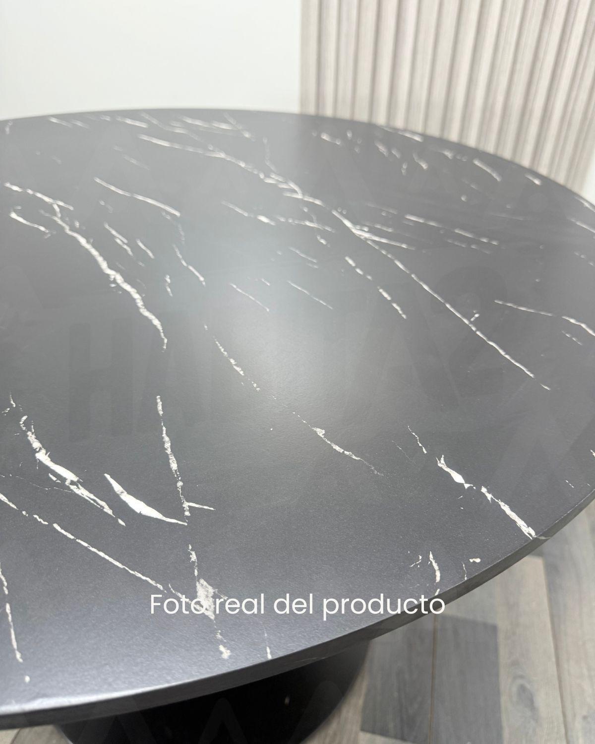 COMEDOR 4 PUESTOS MESA 100CM SIMIL MARMOL NEGRA-2