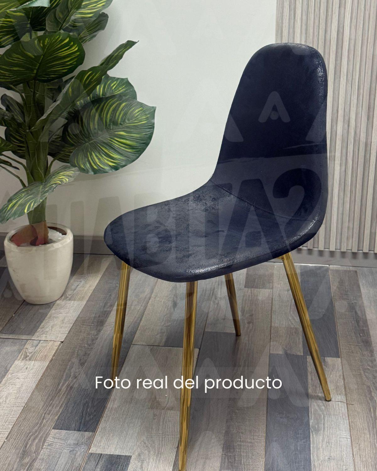 COMEDOR 4 PUESTOS MESA 100CM SIMIL MARMOL NEGRA-4