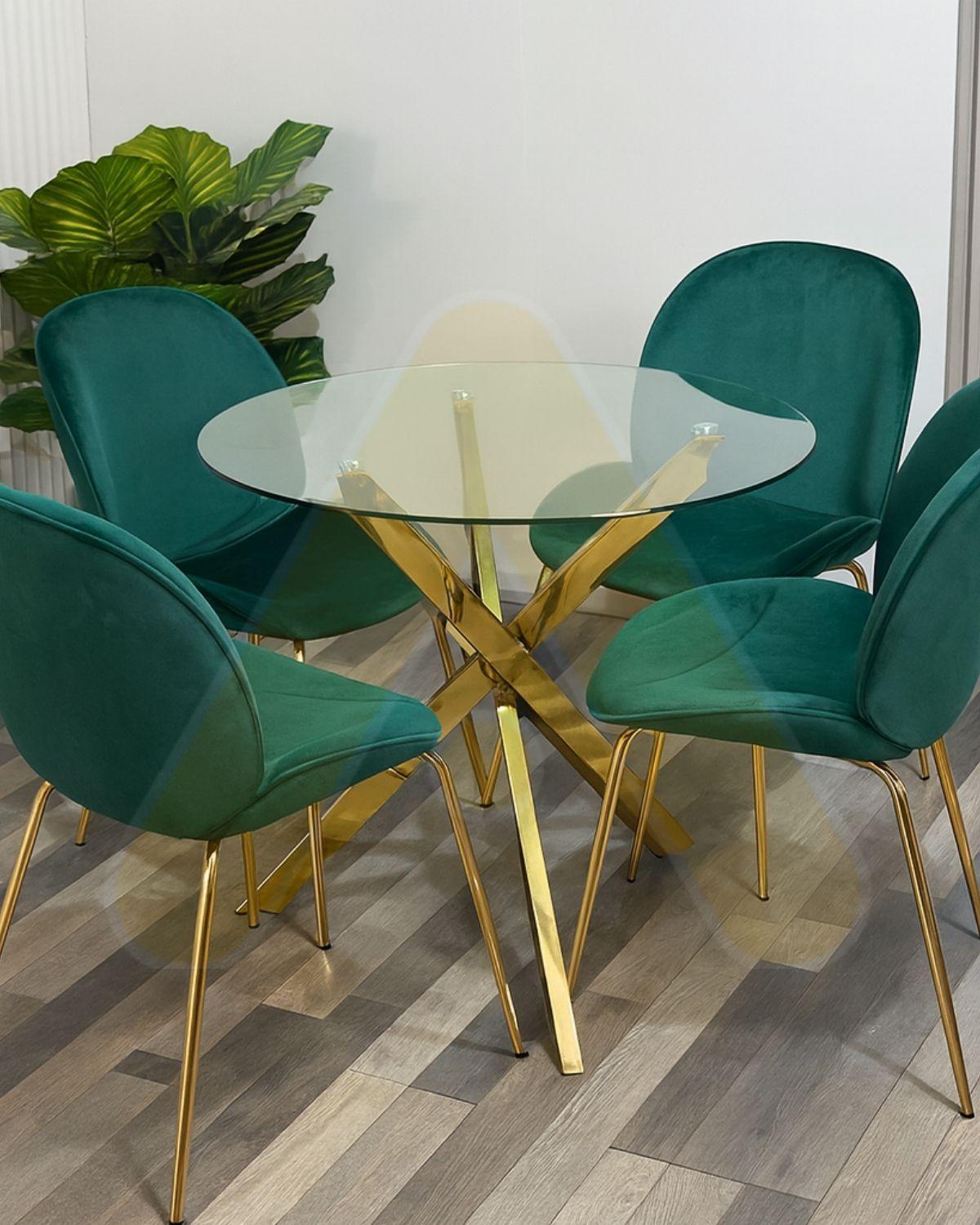 JUEGO DE COMEDOR 120 CM DUBAI BERLIN GOLD 5 PUESTOS -4