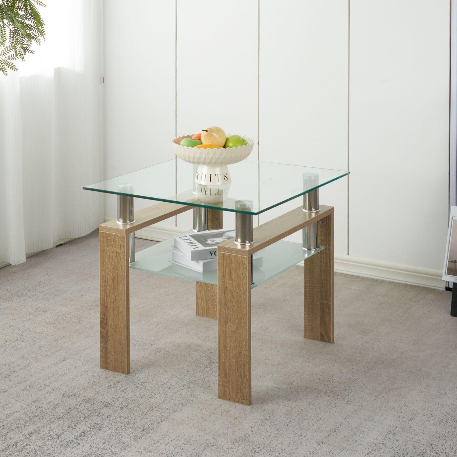 MESA LATERAL DE VIDRIO NATURAL DOBLE REPISA-3
