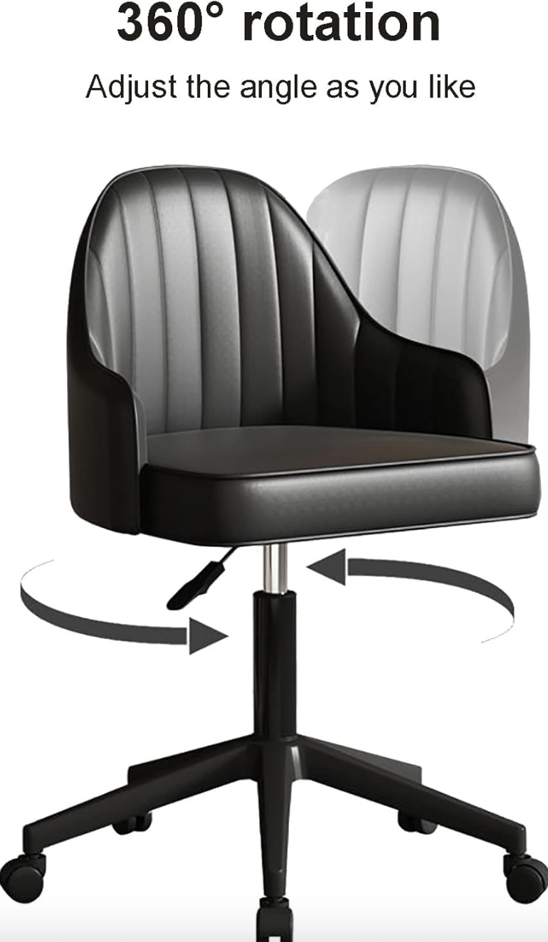 SILLA DE ESCRITORIO PERCY BLACK GIRATORIA CUERO SINTETICO - BASE NEGRA-3
