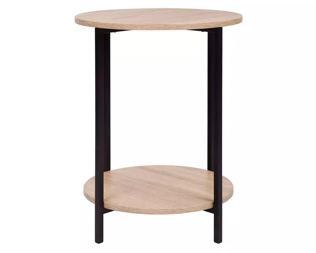 MESA LATERAL REDONDA ESTILO INDUSTRIAL ANY 2 NIVELES-2