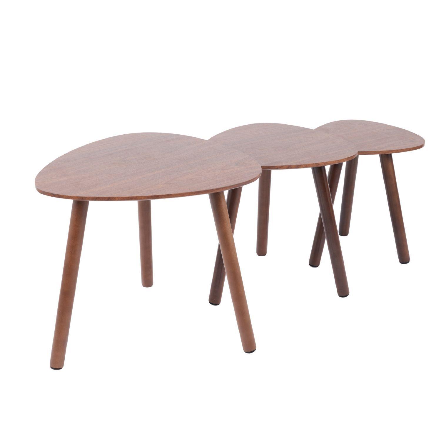 TRIO DE MESAS ESTILO NORDICO COLOR CHOCOLATE SIMILAR A LA MADERA-0