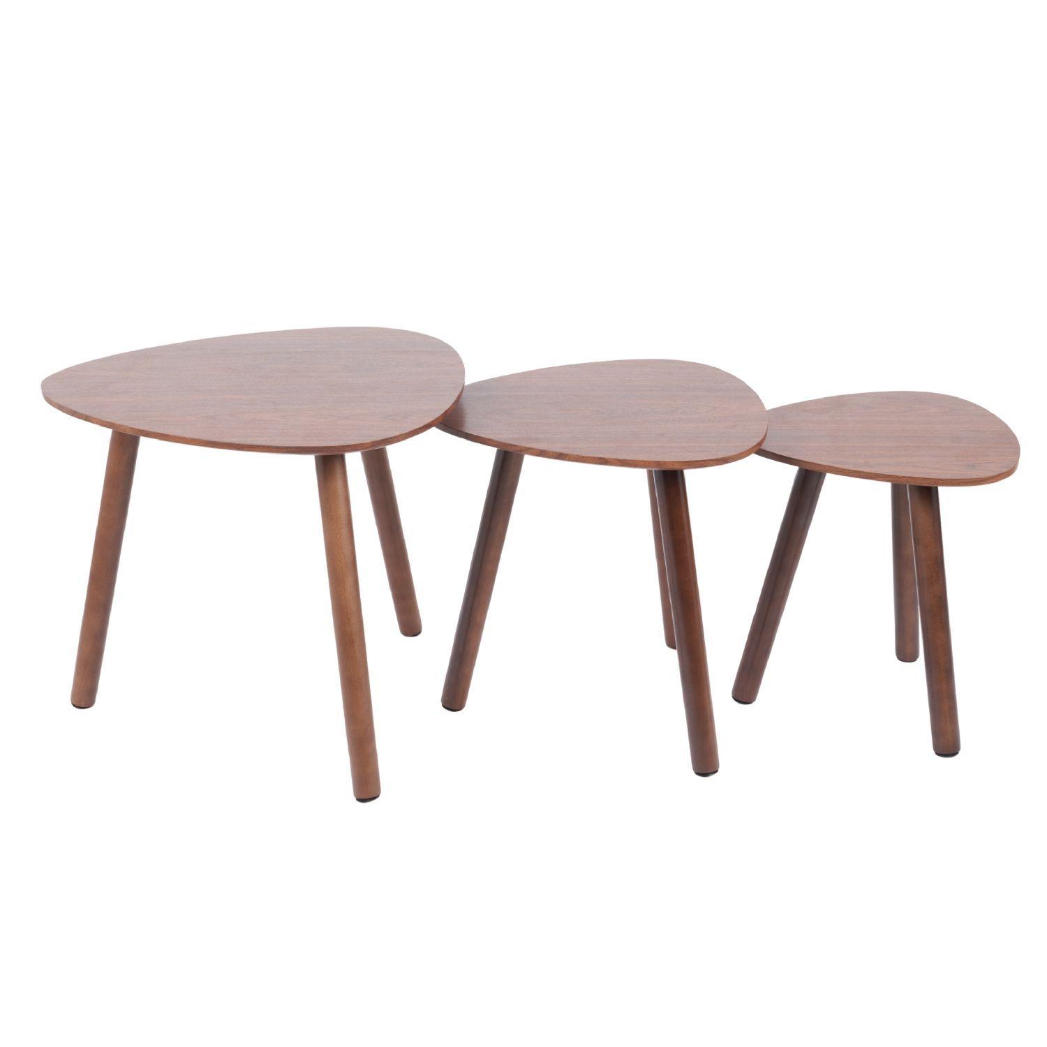 TRIO DE MESAS ESTILO NORDICO COLOR CHOCOLATE SIMILAR A LA MADERA-1