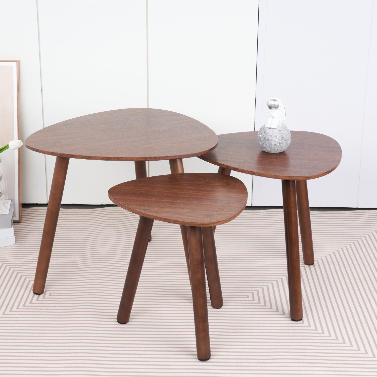 TRIO DE MESAS ESTILO NORDICO COLOR CHOCOLATE SIMILAR A LA MADERA-2