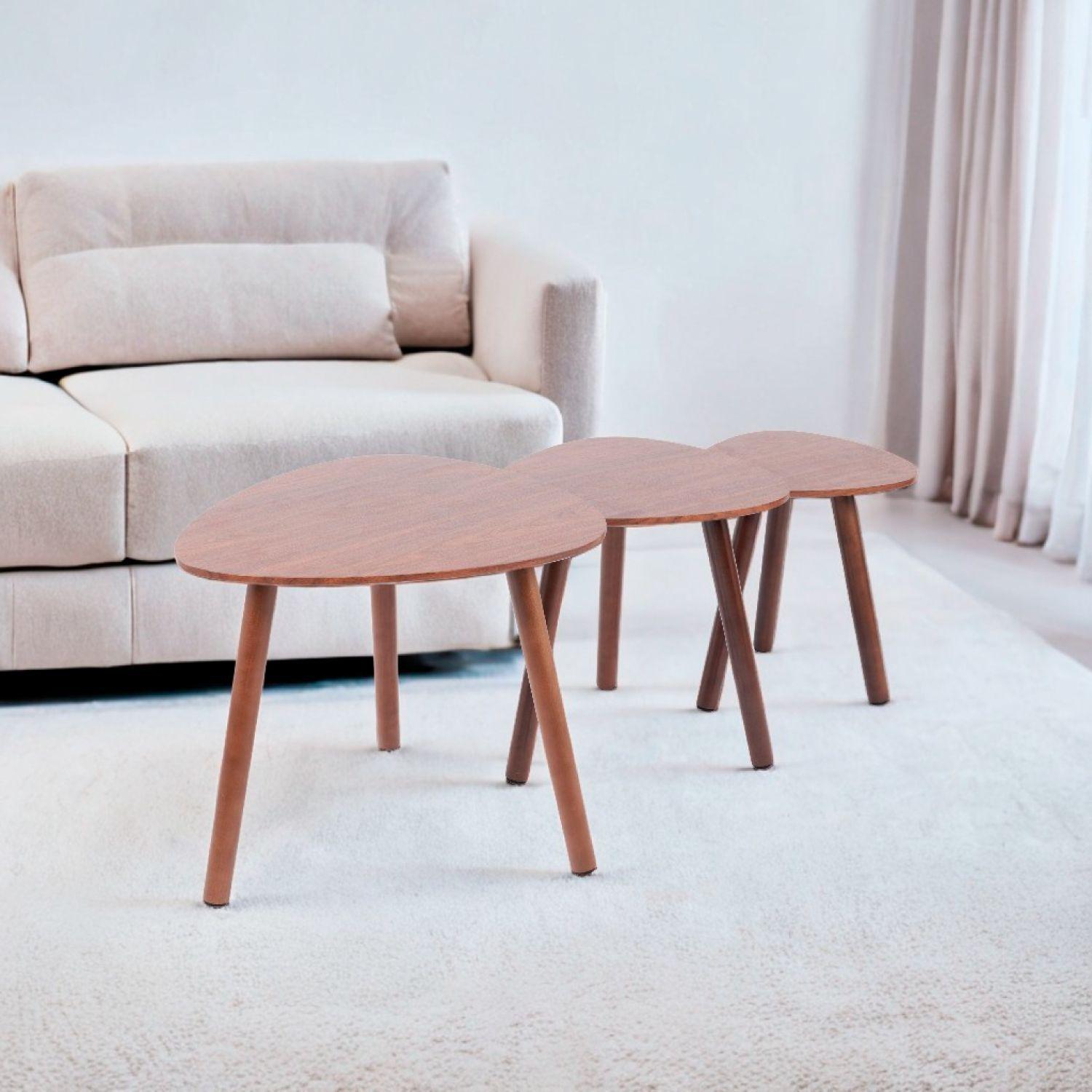 TRIO DE MESAS ESTILO NORDICO COLOR CHOCOLATE SIMILAR A LA MADERA-3