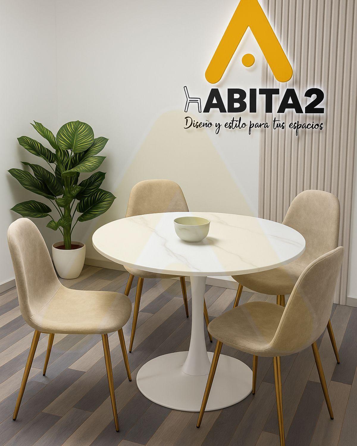 COMEDOR 4 PUESTOS SILLAS MAGUZA MURCIA SIMIL MARMOL BLANCO-3