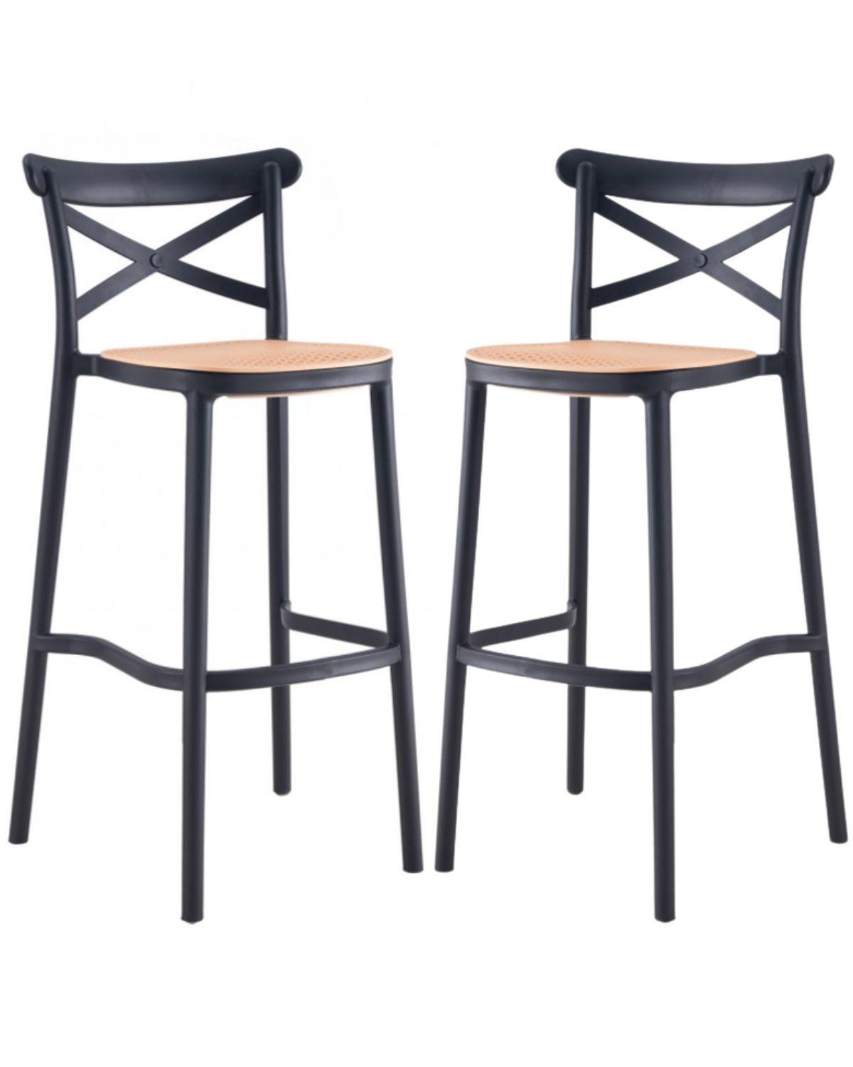 PACK 2 TABURETES DE EXTERIOR O INTERIOR SENA 65CM CON RESPALDO Y APOYA PIES-0