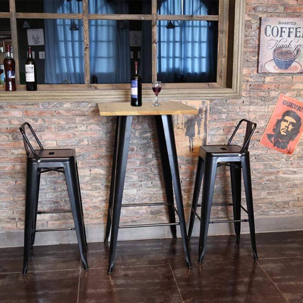 MESA DE BAR TOLIX 60X60 CUBIERTA DE MADERA   -2