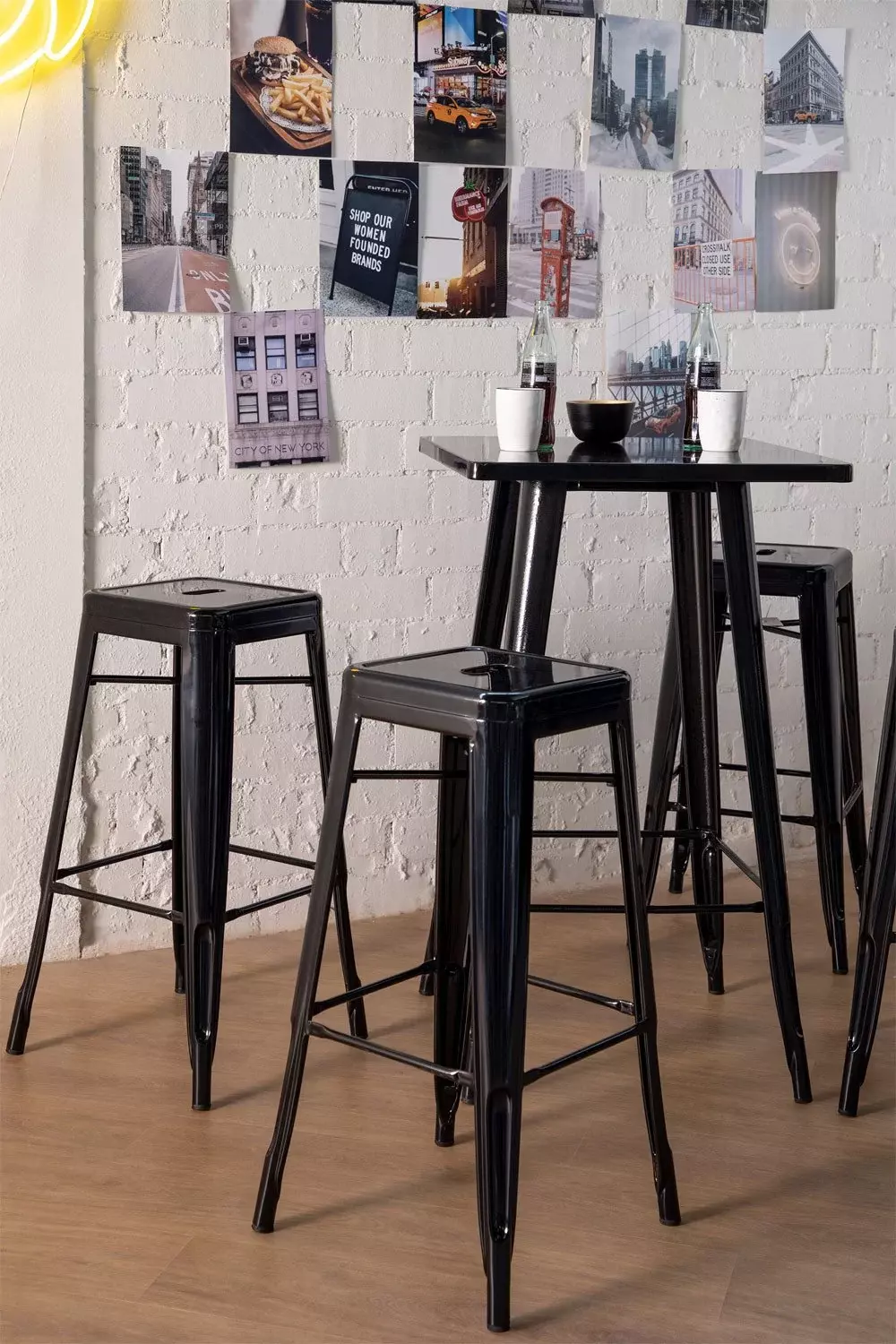MESA DE BAR TOLIX 60X60 CUBIERTA DE MADERA   -2