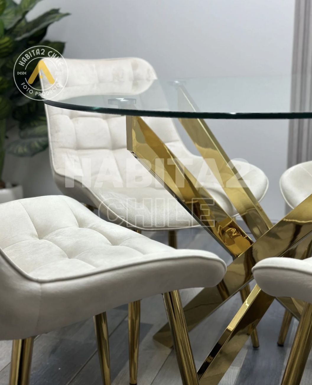 MESA DE COMEDOR PARA 6 PUESTOS DUBAI 120 CM REDONDA GOLD-2