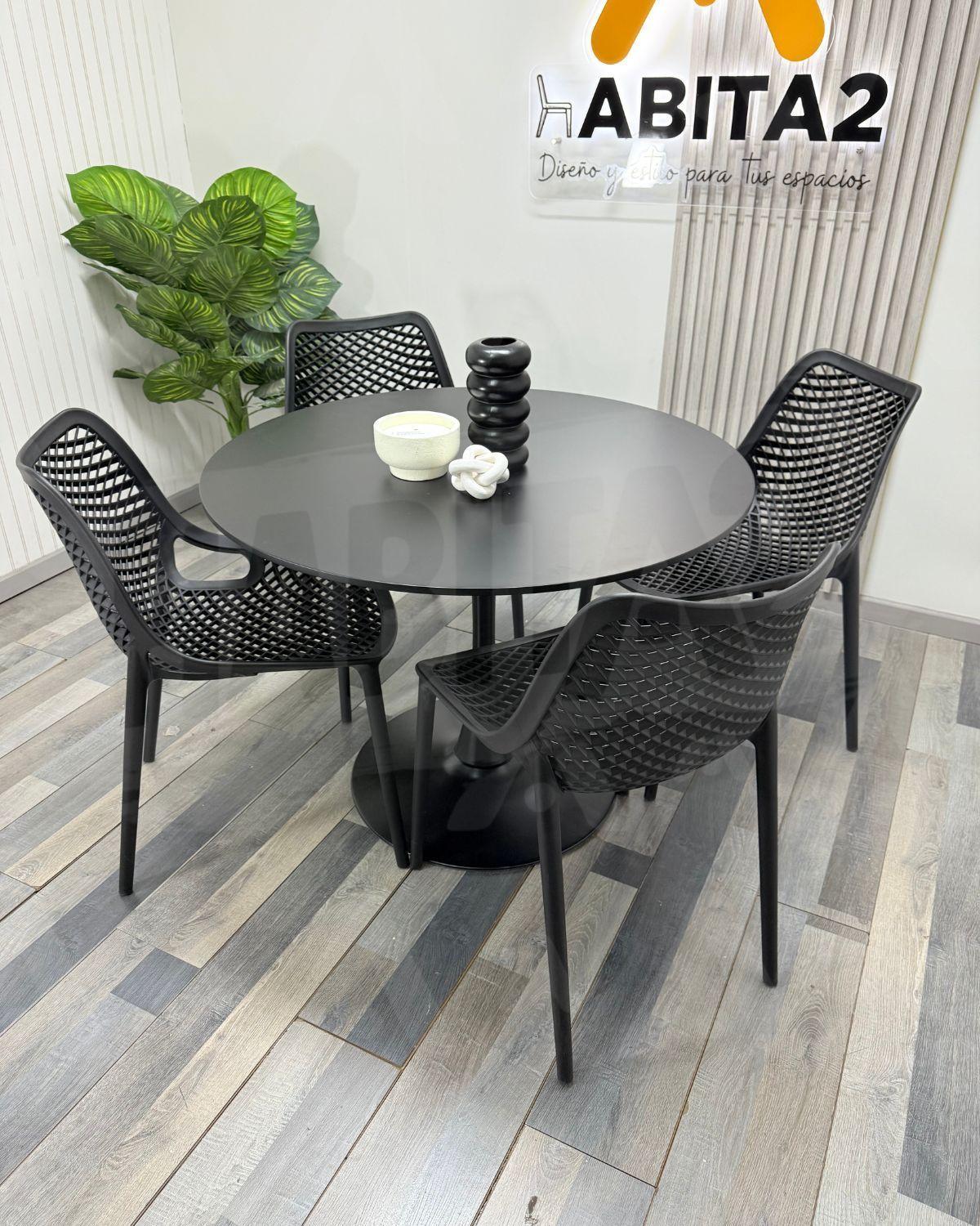 COMEDOR EXTERIOR 4 PUESTOS CITY TULIP 80 CM NEGRO-3