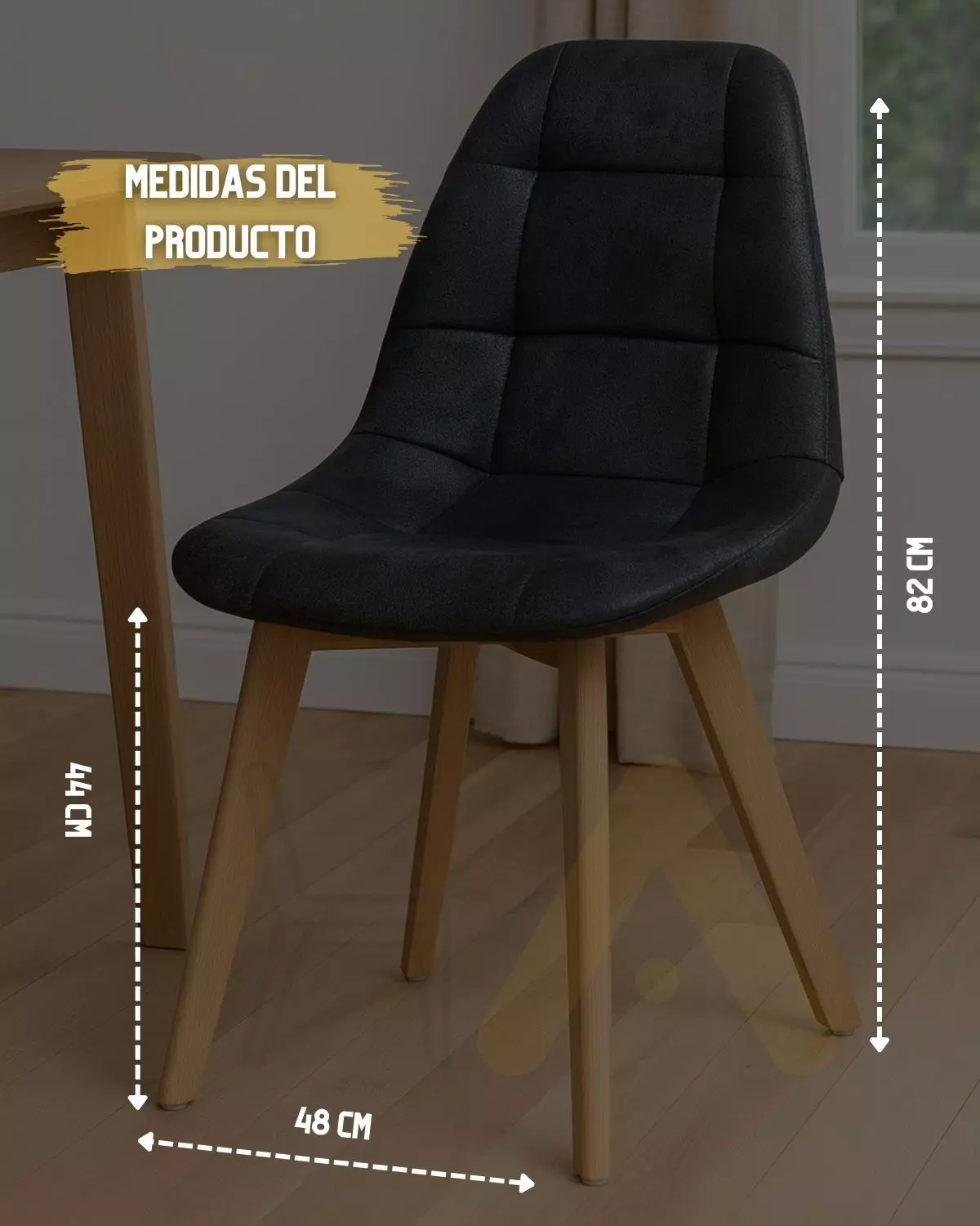 PACK 4 SILLAS CAPITONE TAPIZADA GAMUZA ESTRUCTURA MADERA-1