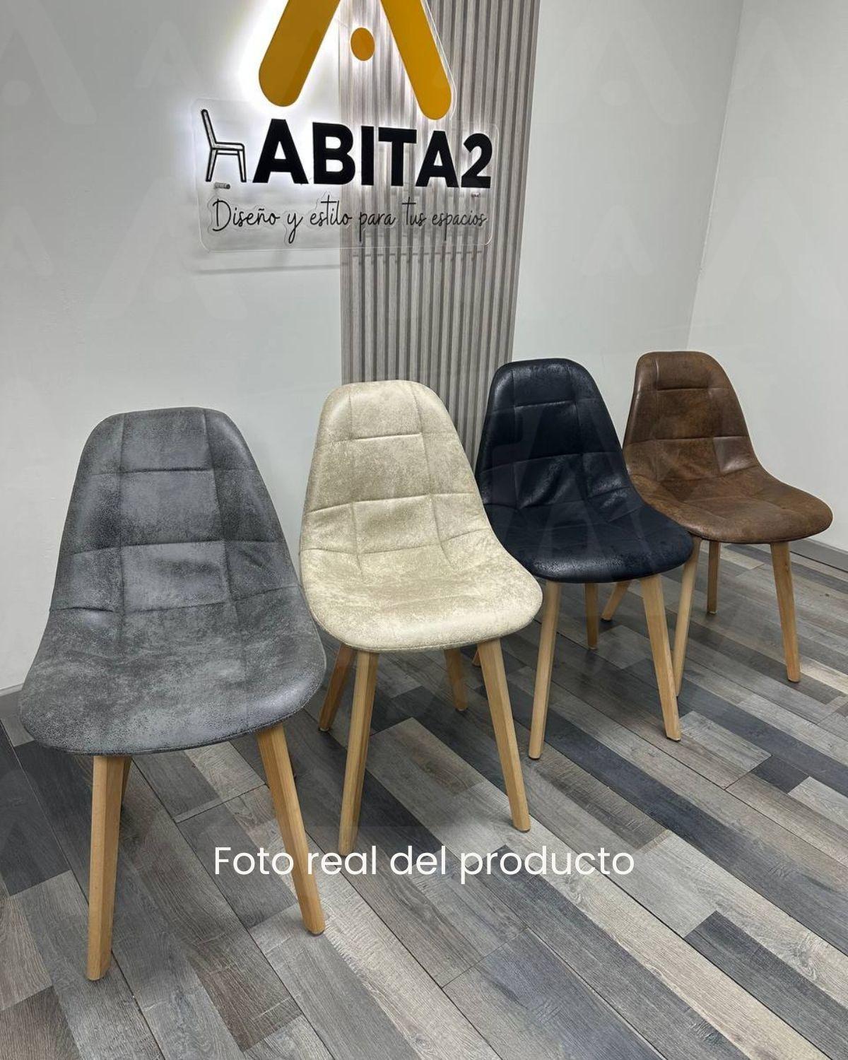 PACK 4 SILLAS CAPITONE TAPIZADA GAMUZA ESTRUCTURA MADERA-2