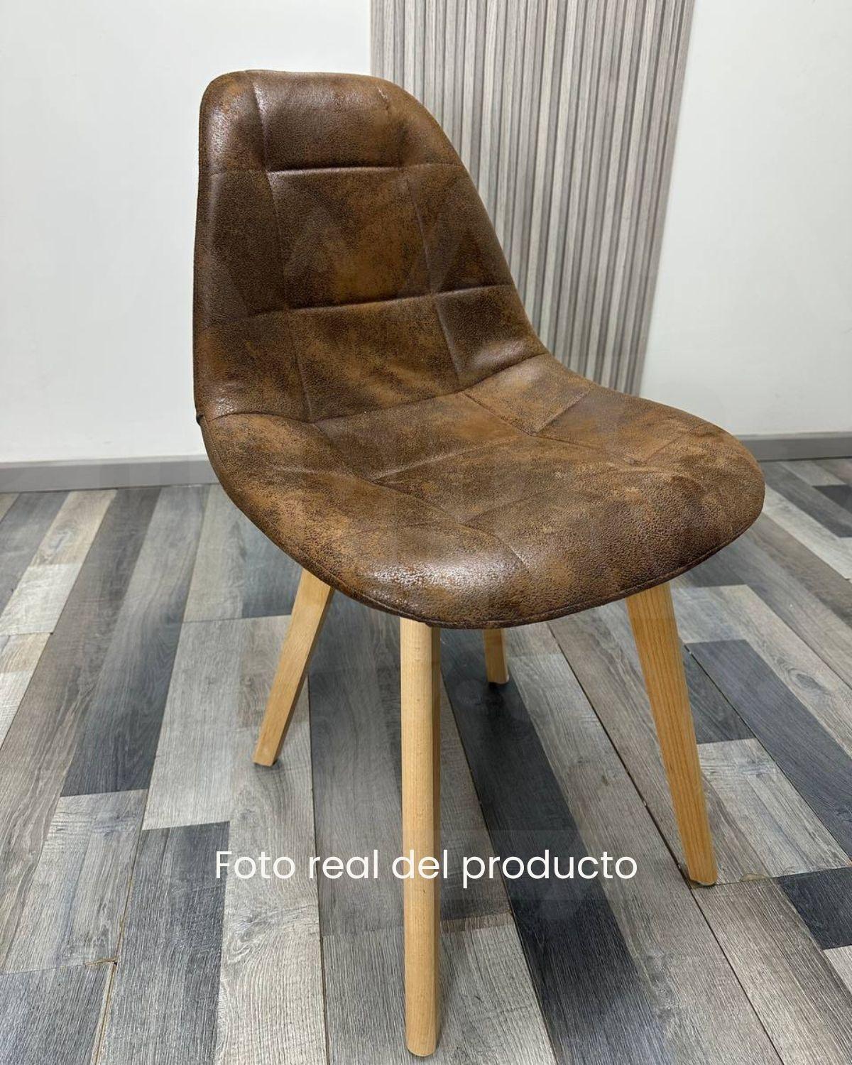 PACK 4 SILLAS CAPITONE TAPIZADA GAMUZA ESTRUCTURA MADERA-4