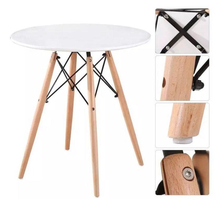 JUEGO DE COMEDOR MESA EAMES 80CM BASE MADERA DE HAYA + 4 SILLAS URBAN POLIPROPILENO RESISTENTE-4