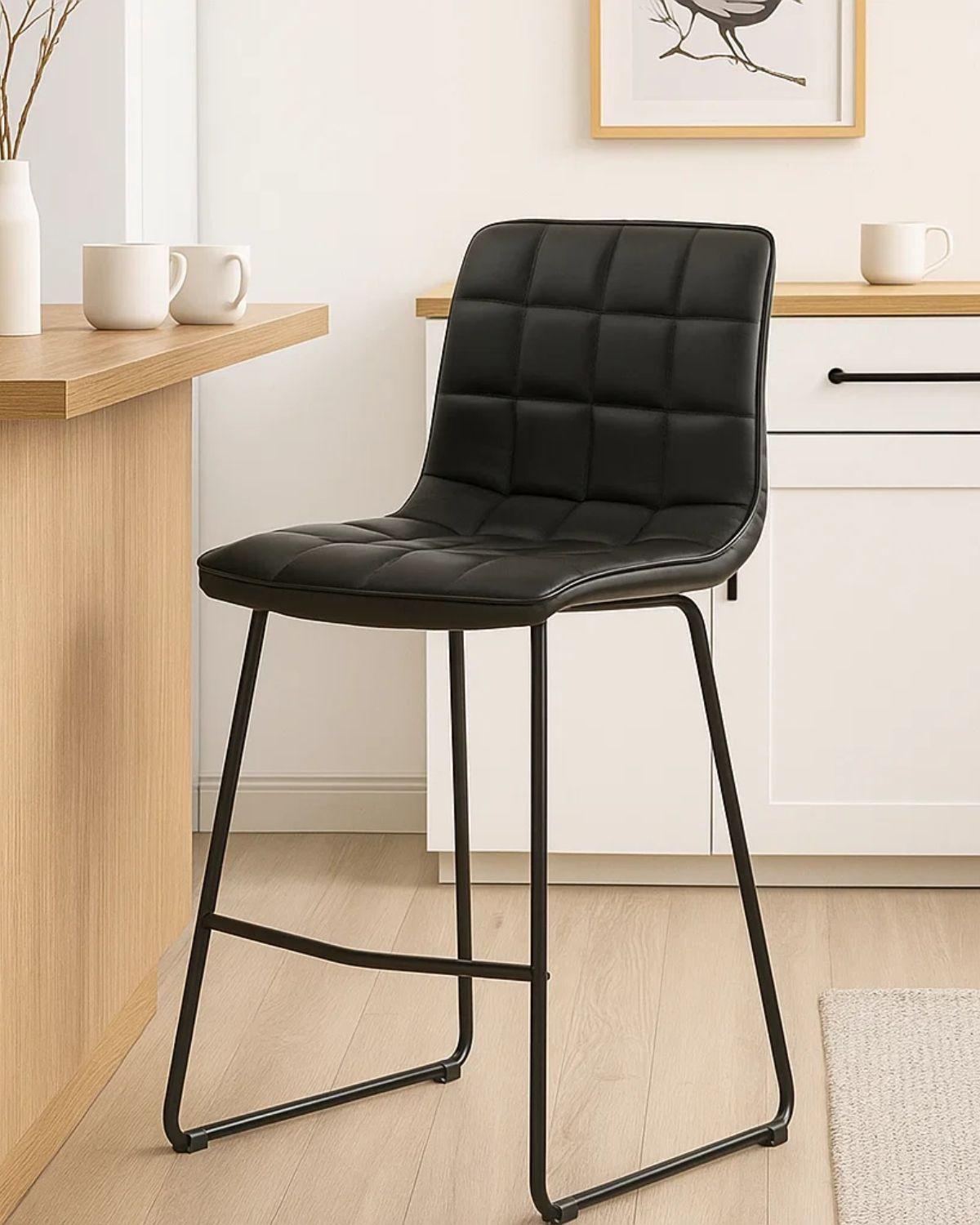 TABURETES CUERO 64 CM BLACKY DE BAR CUERO SINTETICO - 2 UNID-2