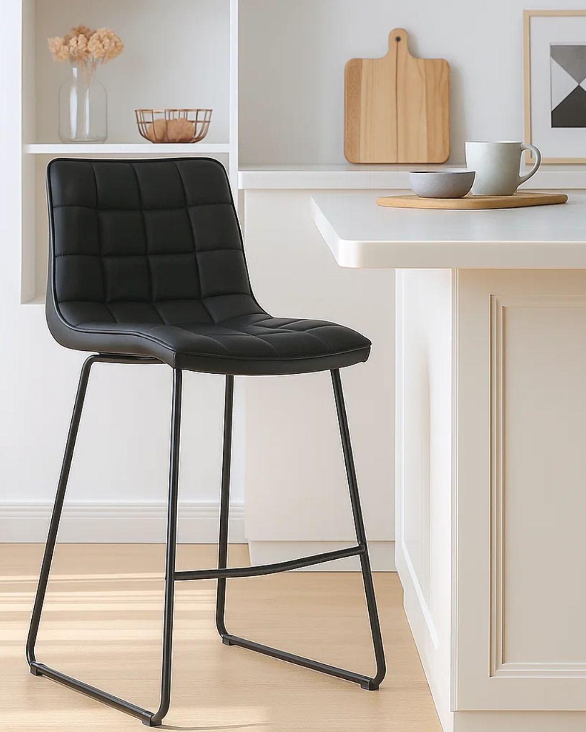 TABURETES CUERO 64 CM BLACKY DE BAR CUERO SINTETICO - 2 UNID-3