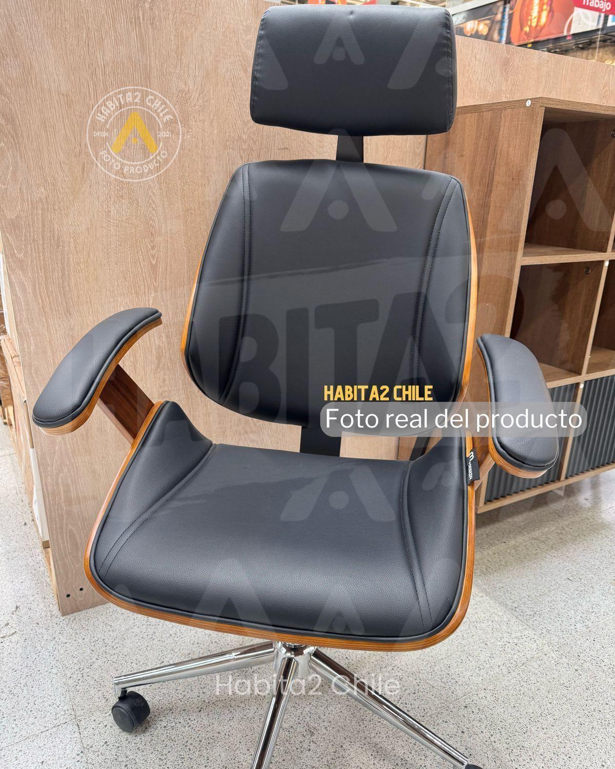 SILLA DE ESCRITORIO TAYLOR ASIENTO ECOCUERO APOYABRAZOS RESPALDO MADERA-3
