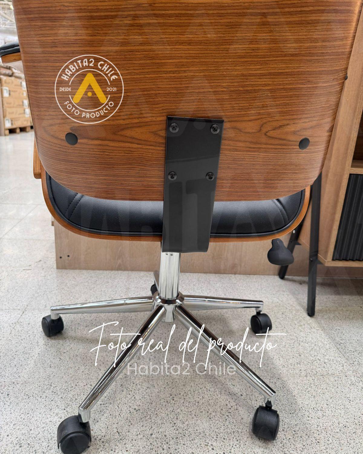SILLA DE ESCRITORIO TAYLOR ASIENTO ECOCUERO APOYABRAZOS RESPALDO MADERA-4